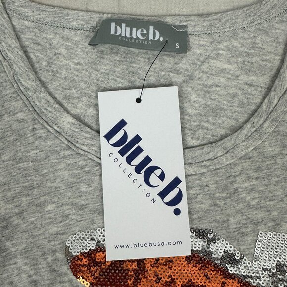 Blue b. Collection Heather Grey T-Shirt With Sequin Cowboy Boots Design Size S - Picture 4 of 7